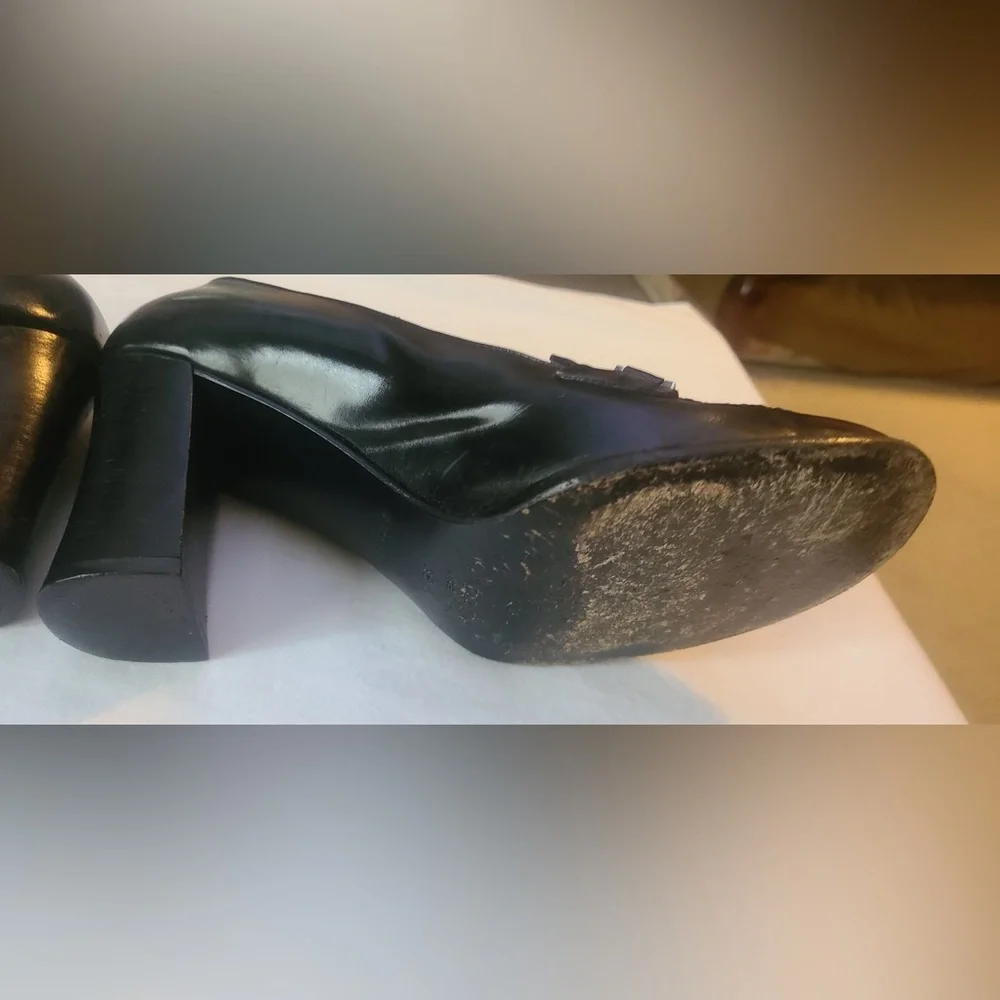 Prada Black Leather Vintage Women's Heels